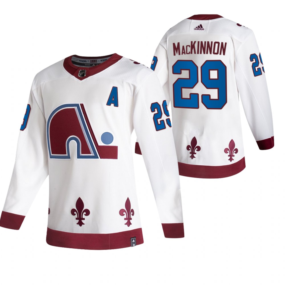 2021 Adidias Colorado Avalanche #29 Nathan MacKinnon White Men Reverse Retro Alternate NHL Jersey